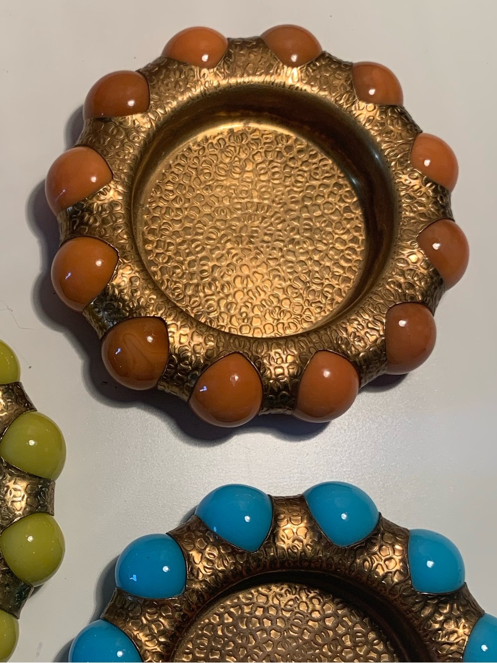 Vintage Fisher Jewelry Tray Brass with Orange Agate
